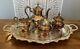Antique Poole Silver Plate Old English Tea Pot Tray 7pc Art Nouveau Serving Set