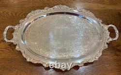Antique Poole Silver Plate Old English Tea Pot Tray 7pc Art Nouveau Serving Set