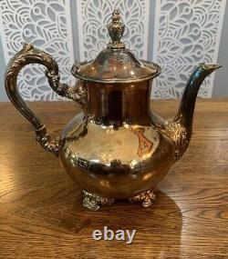 Antique Poole Silver Plate Old English Tea Pot Tray 7pc Art Nouveau Serving Set