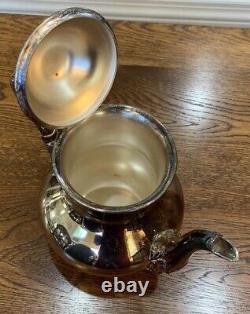 Antique Poole Silver Plate Old English Tea Pot Tray 7pc Art Nouveau Serving Set
