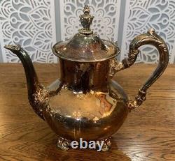 Antique Poole Silver Plate Old English Tea Pot Tray 7pc Art Nouveau Serving Set