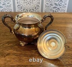 Antique Poole Silver Plate Old English Tea Pot Tray 7pc Art Nouveau Serving Set