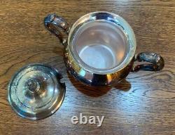 Antique Poole Silver Plate Old English Tea Pot Tray 7pc Art Nouveau Serving Set
