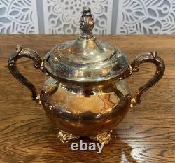 Antique Poole Silver Plate Old English Tea Pot Tray 7pc Art Nouveau Serving Set