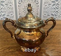 Antique Poole Silver Plate Old English Tea Pot Tray 7pc Art Nouveau Serving Set