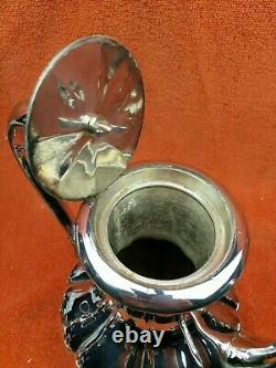 Antique Pumpkin Shaped Silver Plated Coffee Water Tea Pot C1830 aao