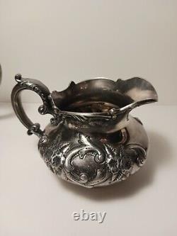 Antique QUADRUPLE REPOUSSE 4 Piece TEA/COFFEE SET Wilcox SILVERPLATE