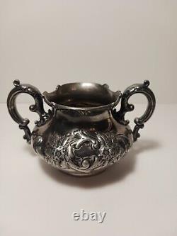 Antique QUADRUPLE REPOUSSE 4 Piece TEA/COFFEE SET Wilcox SILVERPLATE