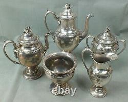 Antique REED AND BARTON Metal MONOGRAMMED Serving COFFE TEA Set DAVENPORT #1950