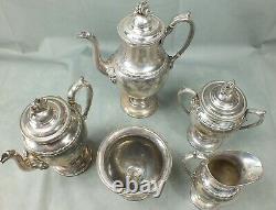 Antique REED AND BARTON Metal MONOGRAMMED Serving COFFE TEA Set DAVENPORT #1950