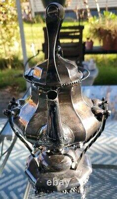 Antique REED & BARTON #105 Silver Plate Tilting Teapot & Stand with Burner