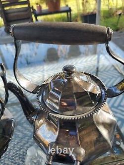 Antique REED & BARTON #105 Silver Plate Tilting Teapot & Stand with Burner