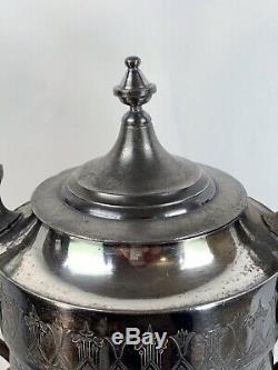 Antique REED & BARTON #2689 Silverplate Coffee Tea URN Dispenser, Hand Engraved