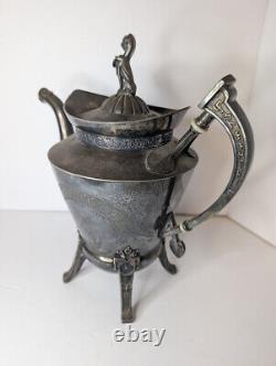 Antique? REED & BARTON Silver Plated Footed Teapot Patent 1873 Viking Lion