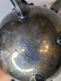 Antique? REED & BARTON Silver Plated Footed Teapot Patent 1873 Viking Lion