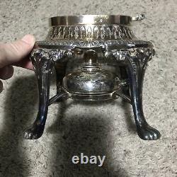 Antique REED & BARTON Silverplate 5101 Tea Pot With Hinged Attached Base Warmer