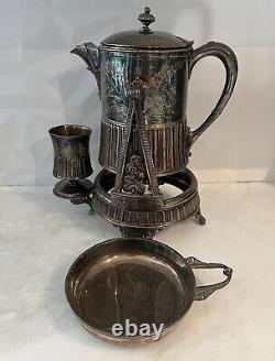 Antique Rare Meriden B. Company Quadruple Plate Tilting Tea Coffee Pot