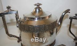 Antique Reed And Barton 4 Pcs Tea Set, Teapot, Waste, Sugar Bowl, Silver Plate