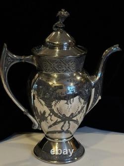 Antique Reed & Barton 2856 7 Coffee / Tea Pot Repousse Silver Plate Beautiful