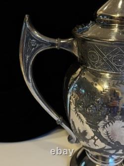 Antique Reed & Barton 2856 7 Coffee / Tea Pot Repousse Silver Plate Beautiful