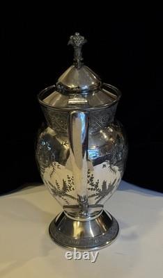 Antique Reed & Barton 2856 7 Coffee / Tea Pot Repousse Silver Plate Beautiful