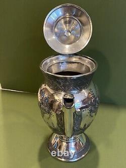Antique Reed & Barton 2856 7 Coffee / Tea Pot Repousse Silver Plate Beautiful