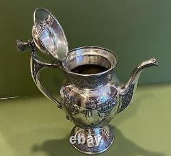 Antique Reed & Barton 2856 7 Coffee / Tea Pot Repousse Silver Plate Beautiful