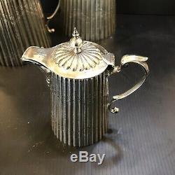 Antique Reed & Barton Deco Nouveau Tea Coffee Pot Creamer And Sugar Silver Plate