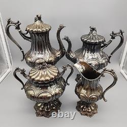 Antique Reed & Barton Victorian Silverplate 4-Piece Tea Set Hollowware 1919 Rare