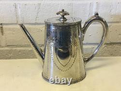 Antique Richard Hodd & Son Silver Plated Teapot with Shield Decoration