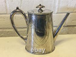 Antique Richard Hodd & Son Silver Plated Teapot with Shield Decoration