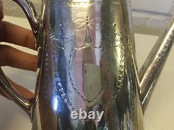 Antique Richard Hodd & Son Silver Plated Teapot with Shield Decoration