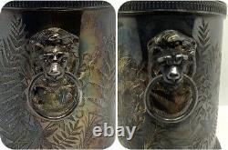 Antique Robbe & Berking Silver Plated Lion Head Tea Caddy Box Container 8.3/8