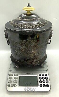 Antique Robbe & Berking Silver Plated Lion Head Tea Caddy Box Container 8.3/8