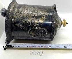 Antique Robbe & Berking Silver Plated Lion Head Tea Caddy Box Container 8.3/8