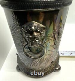 Antique Robbe & Berking Silver Plated Lion Head Tea Caddy Box Container 8.3/8