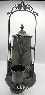 Antique Rockford Silver Co. Quadruple Silver 425 Plate Coffee Tea Pot Mug 1800s