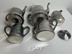 Antique Rogers Meriden Quadruple Silverplate 5 Piece Coffee and Tea Set