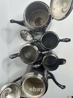 Antique Rogers Meriden Quadruple Silverplate 5 Piece Coffee and Tea Set