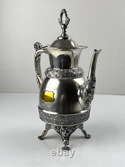 Antique Rogers Smith & Co. Quadruple Meriden Ct. SilverPlate Tea Coffee Pot 1924