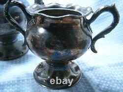 Antique Roswell Gleason Silver Plated Pewter Tea Set c. 1850s