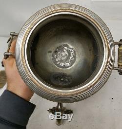 Antique Sheffield Silver Plate Hot Water Urn Tea Pot Samovar Copper