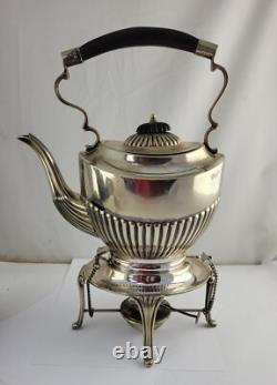 Antique Sheffield Silver Plate Tea Pot Spirit Kettle Stand and Burner