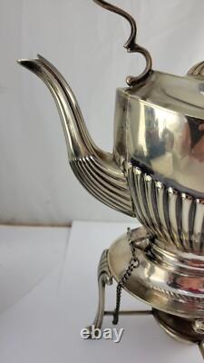 Antique Sheffield Silver Plate Tea Pot Spirit Kettle Stand and Burner