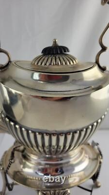Antique Sheffield Silver Plate Tea Pot Spirit Kettle Stand and Burner