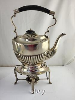 Antique Sheffield Silver Plate Tea Pot Spirit Kettle Stand and Burner