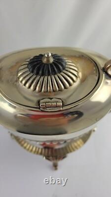 Antique Sheffield Silver Plate Tea Pot Spirit Kettle Stand and Burner