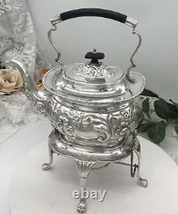 Antique Sheffield Silver Plated Tea Set Repousse Tilting Tea Pot 1920's 6 Pcs