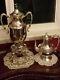 Antique Sheridan Silver On Copper Coffee Pot And Samovar Urn (2) Coffee, Tea Pot
