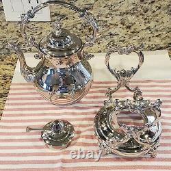 Antique Sheridan Taunton Silver 7-piece Coffee And Tea Set Tray
